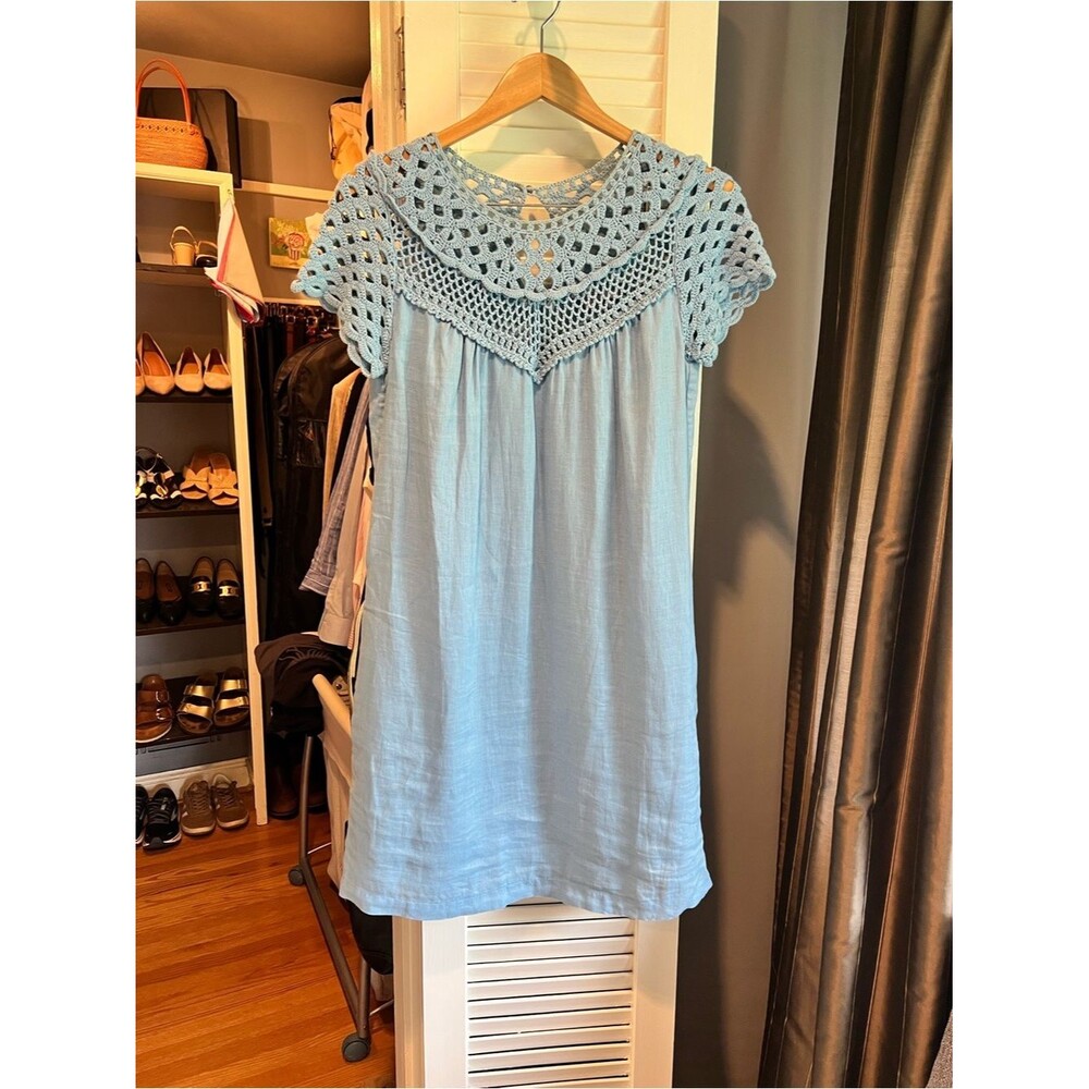 Calypso St. Barth Linen Crochet Yoke Dress